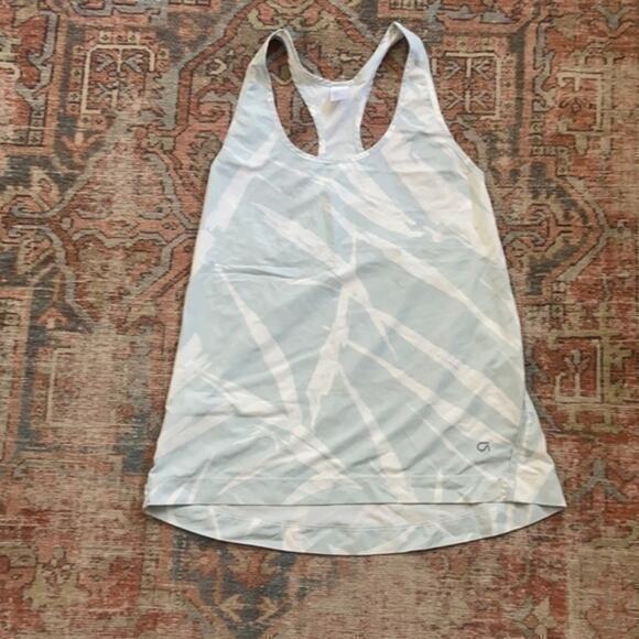 GapFit Pale Mint and White Patterned Racerback Running Tank Top - XS - Picture 2 of 4
